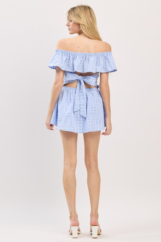 Vestido strapless azul