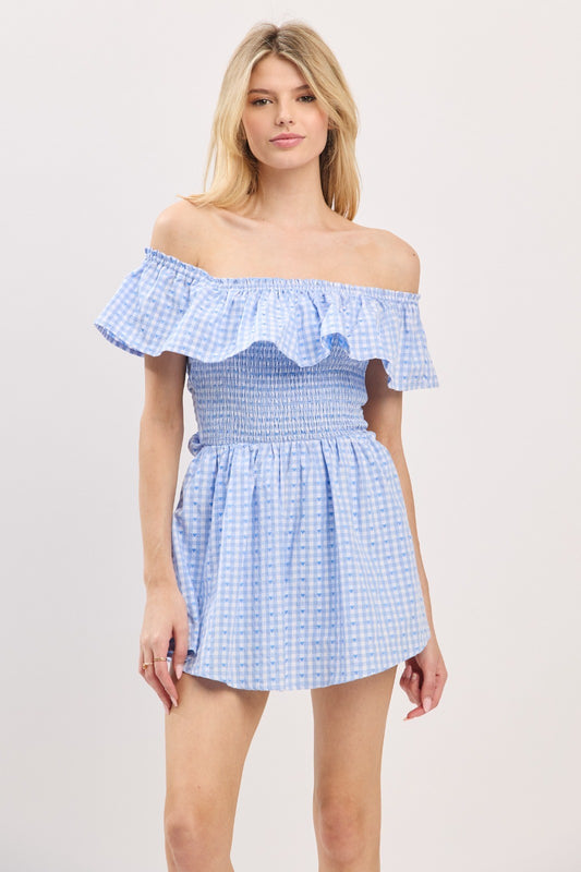 Vestido strapless azul