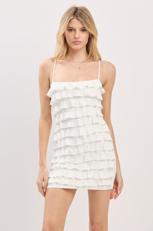 Vestido blanco con olanes